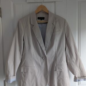 Della Spaigo Beige Cotton Blazer | Size Large | Casual Smart Layer